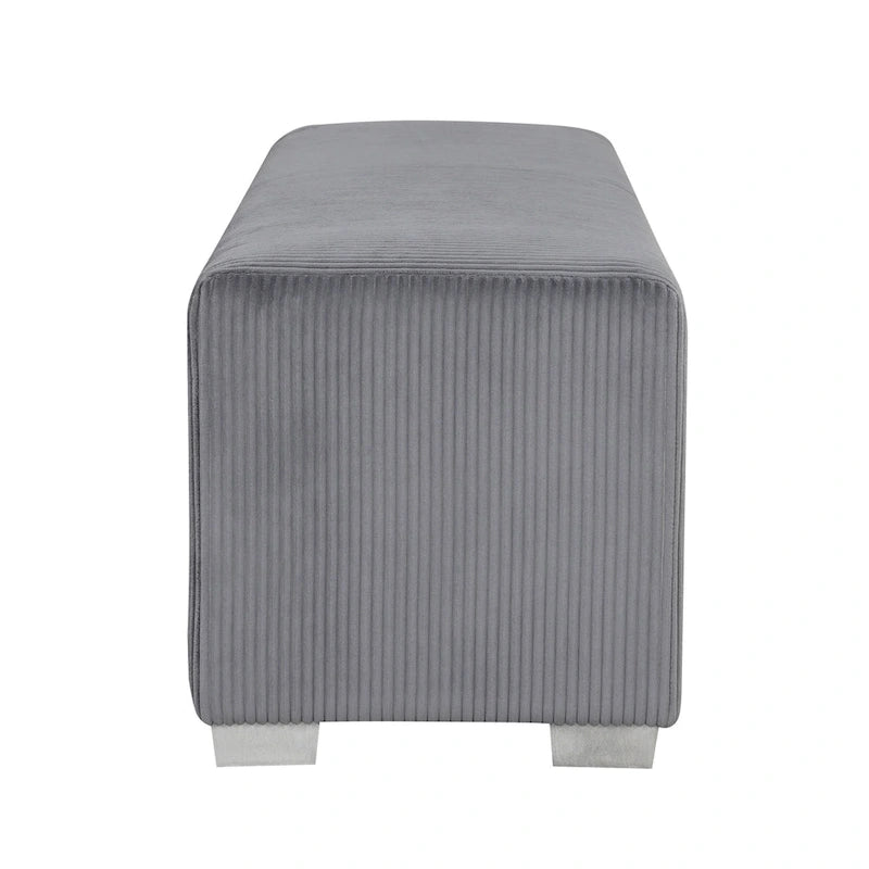 Banc en chenille Goffney de Furniture of America avec simulateur de cheminée et audio Bluetooth