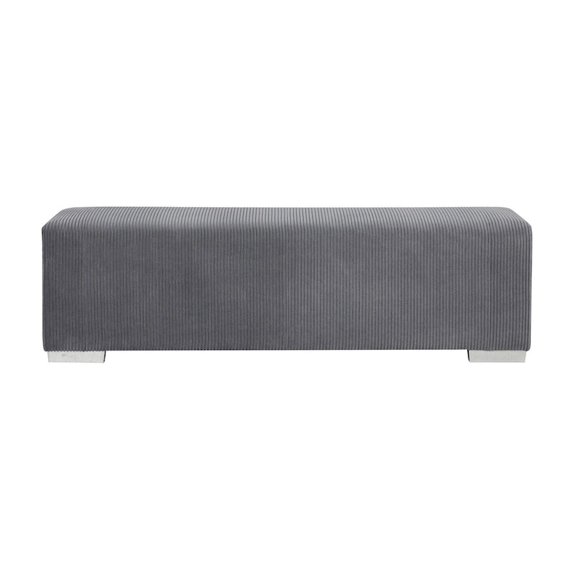 Banc en chenille Goffney de Furniture of America avec simulateur de cheminée et audio Bluetooth