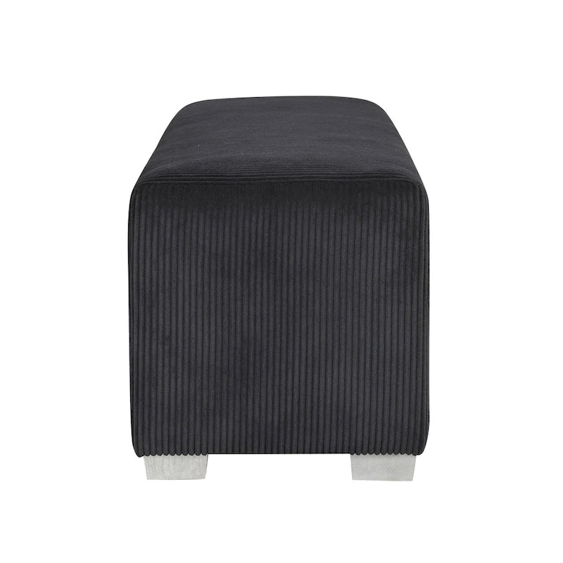 Banc en chenille Goffney de Furniture of America avec simulateur de cheminée et audio Bluetooth