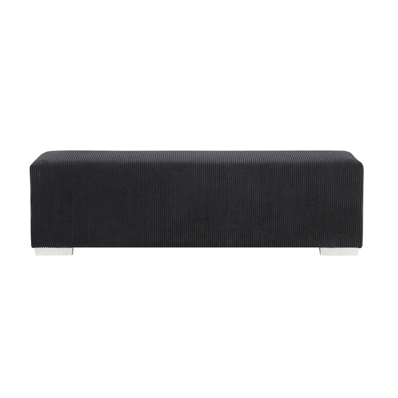 Banc en chenille Goffney de Furniture of America avec simulateur de cheminée et audio Bluetooth