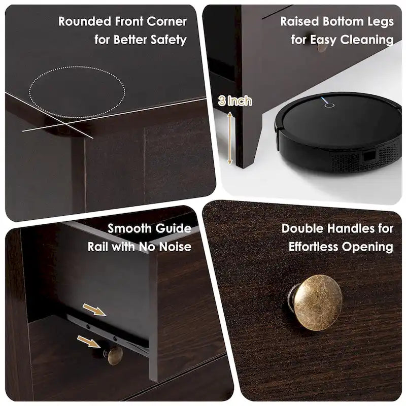 Commode à 3 tiroirs Gymax, table de chevet pour salon