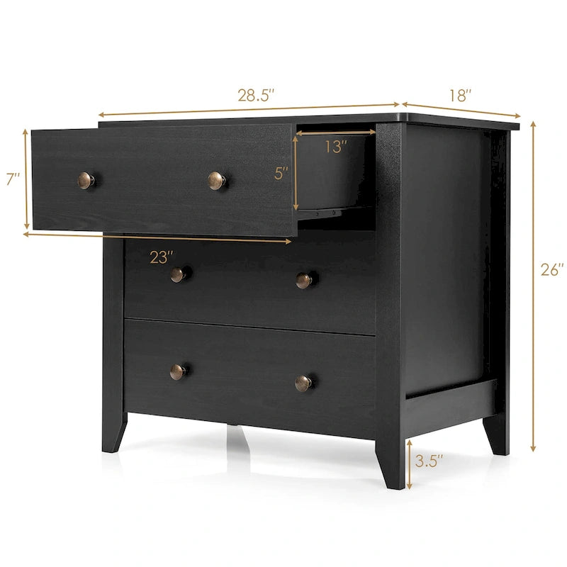 Commode à 3 tiroirs Gymax, table de chevet pour salon