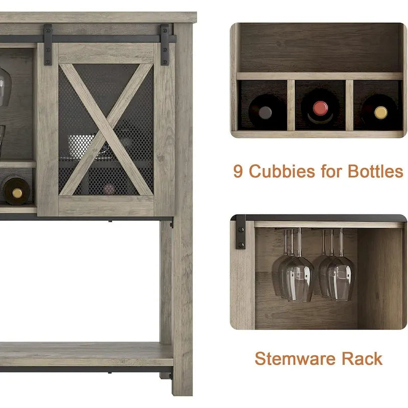 Meuble bar à café, buffet de rangement avec porte-verres à vin