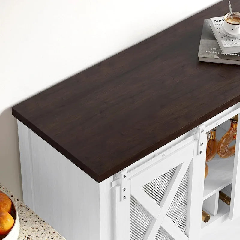 Meuble bar à café, buffet de rangement avec porte-verres à vin