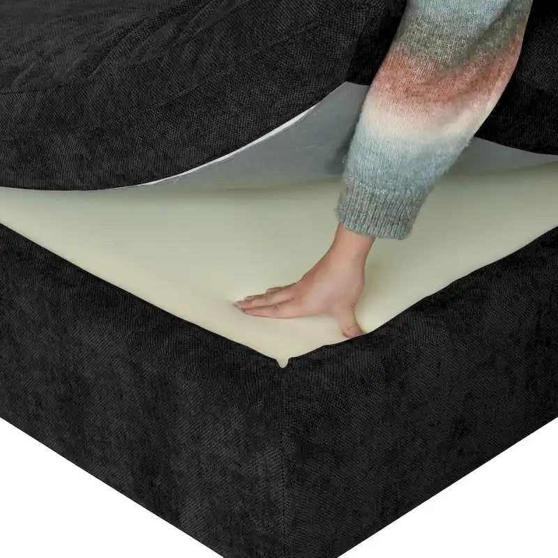 Canapé d'angle surdimensionné en lin, garni de duvet, en forme de U, pour salon