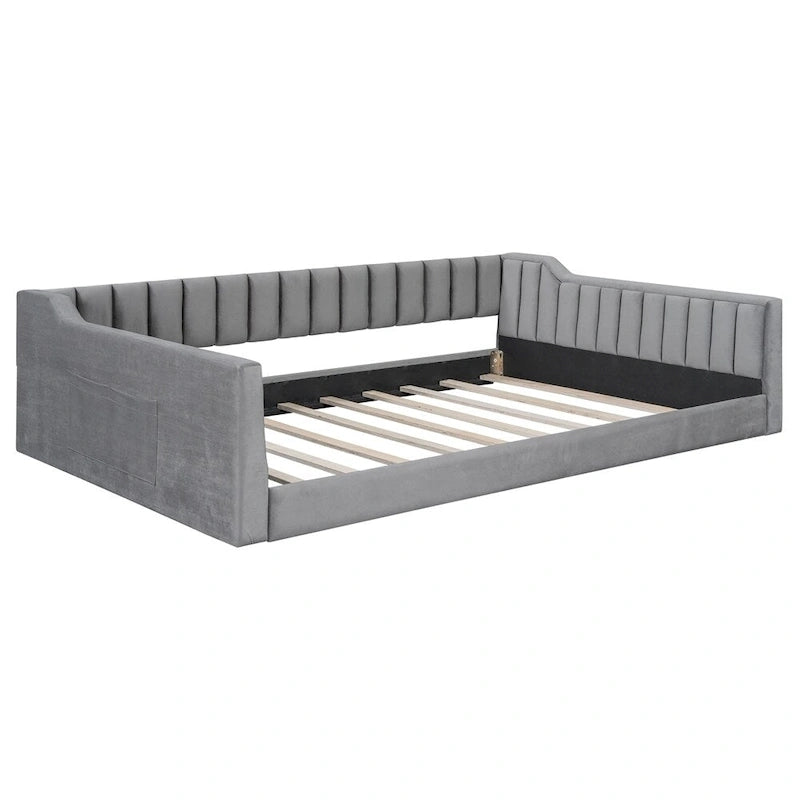 Lit de jour rembourré de taille XL avec poche de rangement latérale