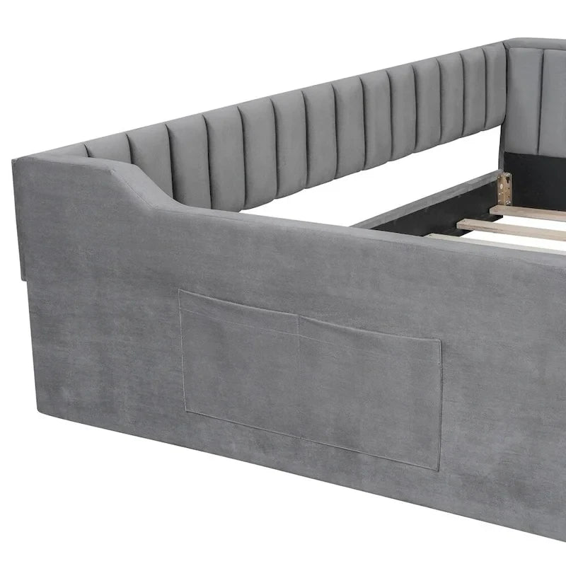 Lit de jour rembourré de taille XL avec poche de rangement latérale