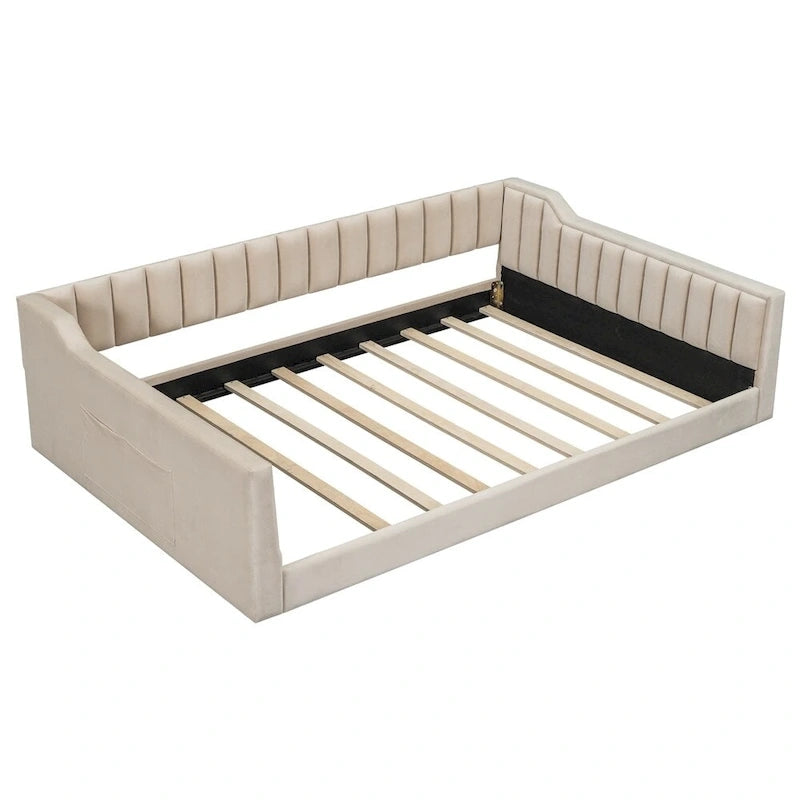 Lit de jour rembourré de taille XL avec poche de rangement latérale