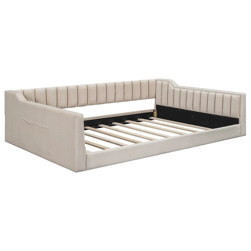 Lit de jour rembourré de taille XL avec poche de rangement latérale