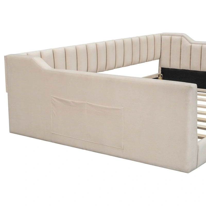 Lit de jour rembourré de taille XL avec poche de rangement latérale