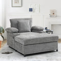 GDFStudio - Fauteuil-lit surdimensionné Ethan Blake en chenille avec repose-pieds, rangement et port USB pour salon et appartement