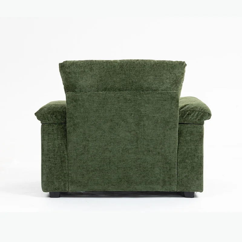 GDFStudio - Fauteuil-lit surdimensionné Ethan Blake en chenille avec repose-pieds, rangement et port USB pour salon et appartement