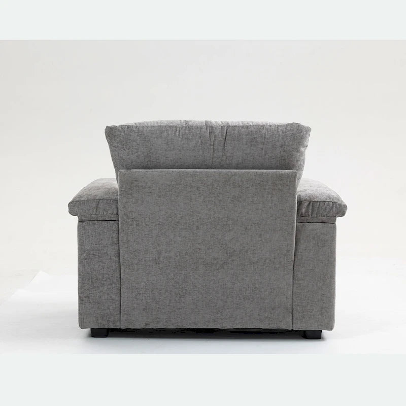 GDFStudio - Fauteuil-lit surdimensionné Ethan Blake en chenille avec repose-pieds, rangement et port USB pour salon et appartement