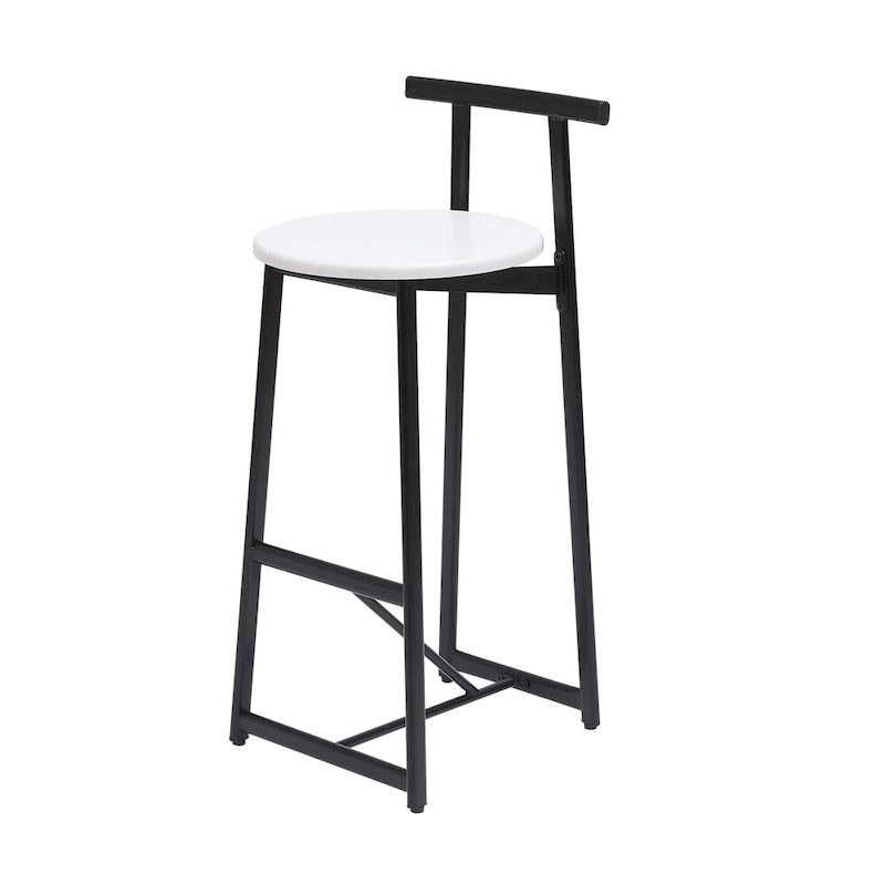 Ensemble de 3 tabourets de bar sans accoudoirs, hauteur comptoir, avec structure en métal et assise en bois