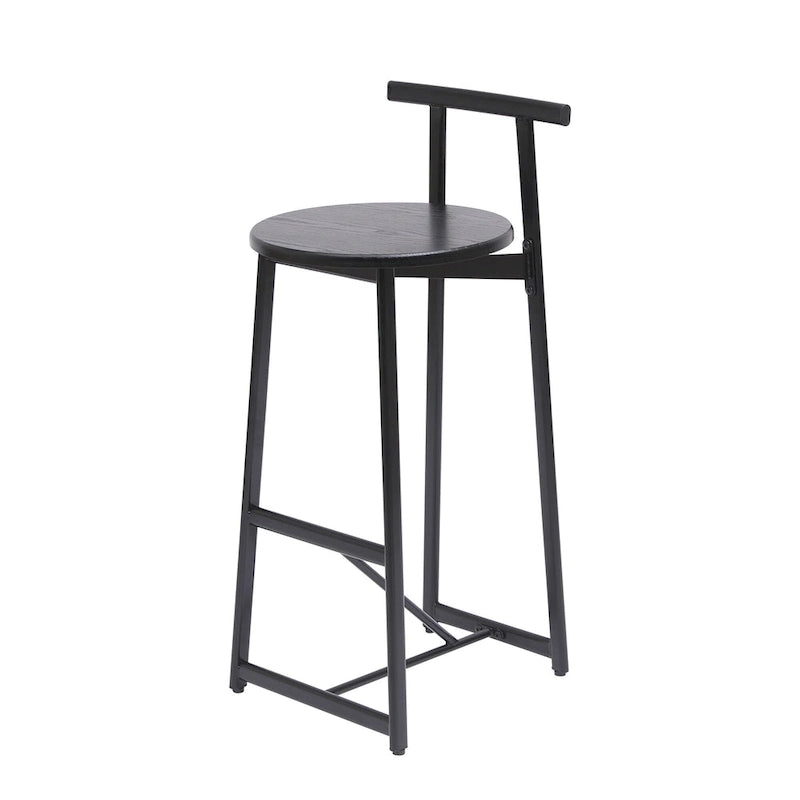 Ensemble de 3 tabourets de bar sans accoudoirs, hauteur comptoir, avec structure en métal et assise en bois