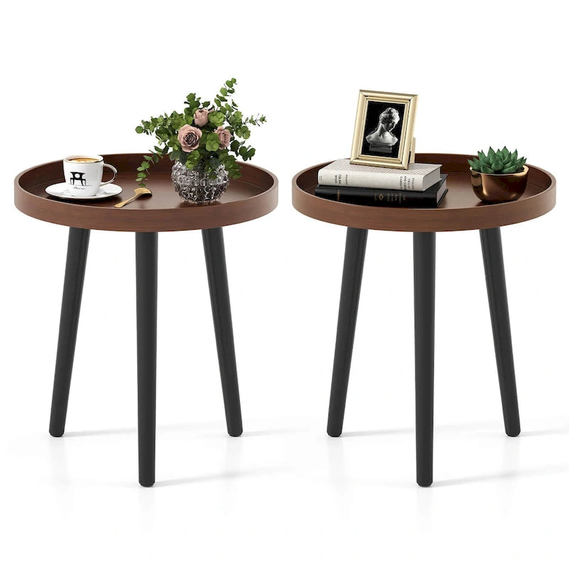 Table d'appoint ronde Costway 1/2 PCS, table basse de canapé, table basse décorative