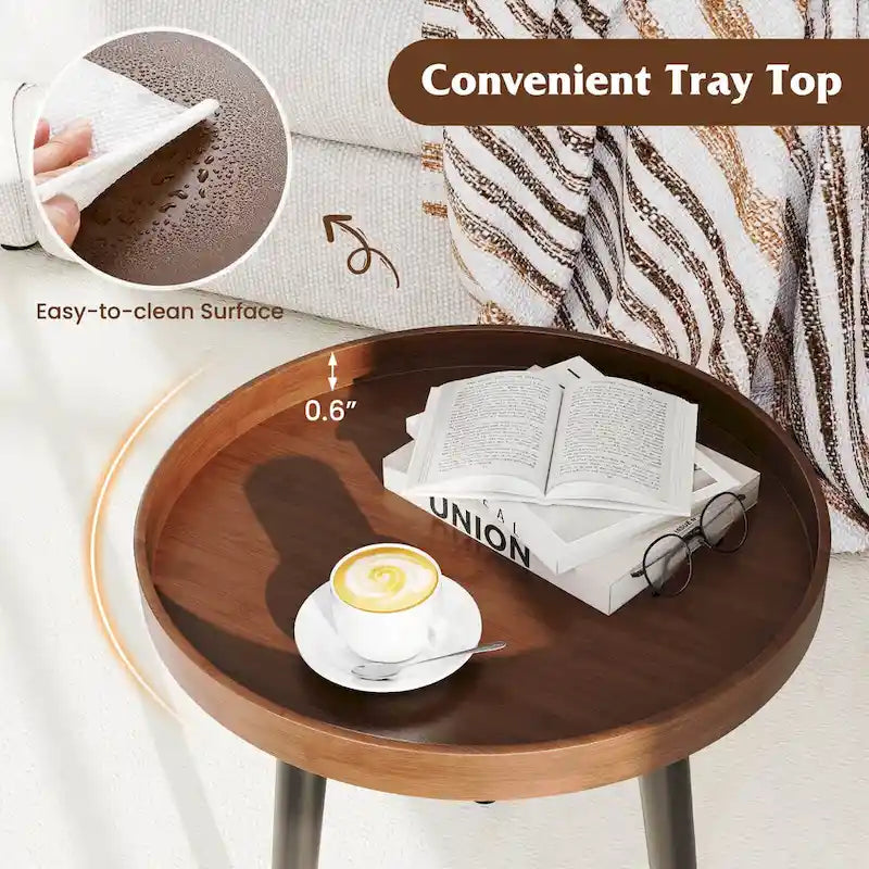 Table d'appoint ronde Costway 1/2 PCS, table basse de canapé, table basse décorative