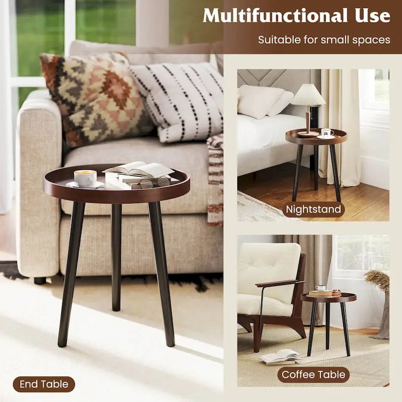 Table d'appoint ronde Costway 1/2 PCS, table basse de canapé, table basse décorative