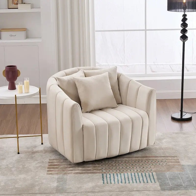 Fauteuil tonneau rembourré surdimensionné pivotant à 360° de 40,35 po
