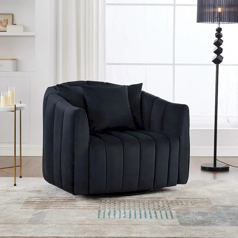 Fauteuil tonneau rembourré surdimensionné pivotant à 360° de 40,35 po