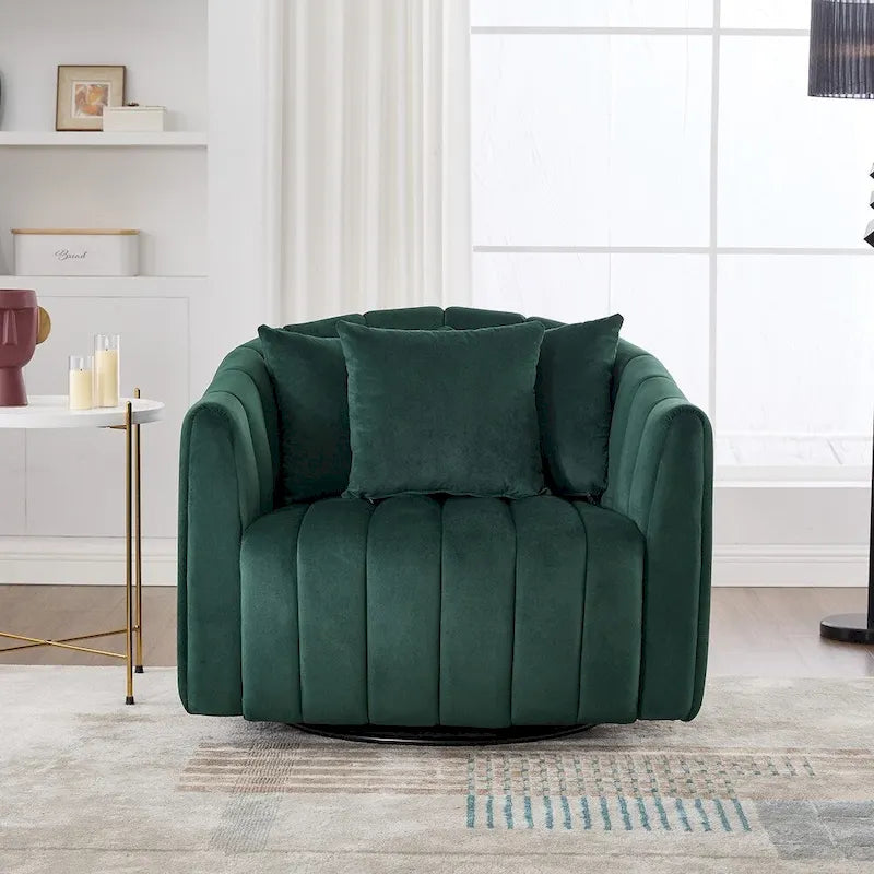 Fauteuil tonneau rembourré surdimensionné pivotant à 360° de 40,35 po