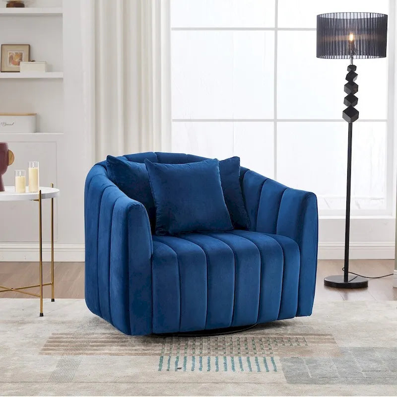 Fauteuil tonneau rembourré surdimensionné pivotant à 360° de 40,35 po