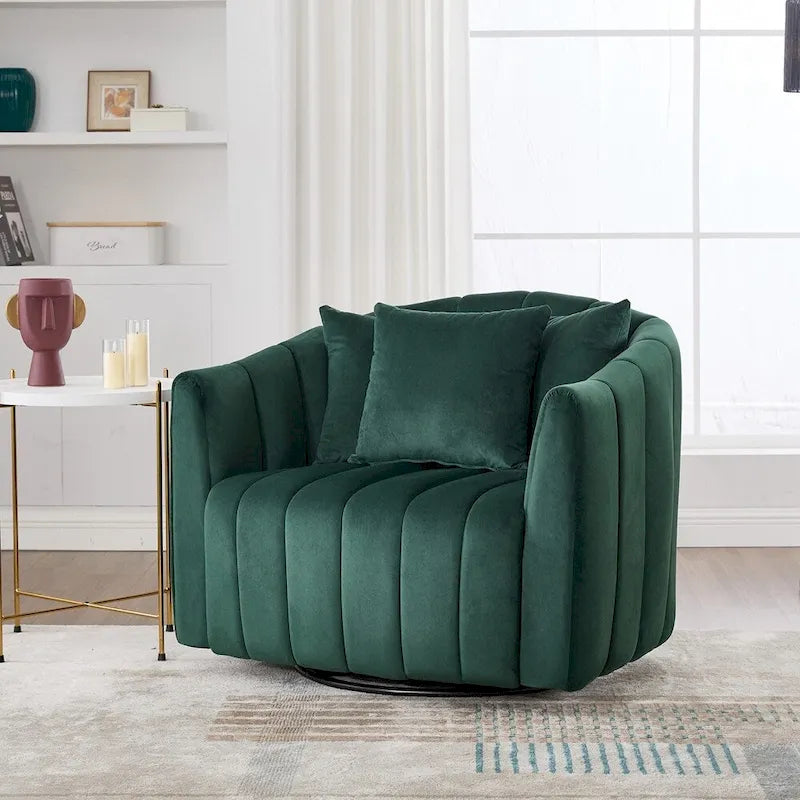 Fauteuil tonneau rembourré surdimensionné pivotant à 360° de 40,35 po