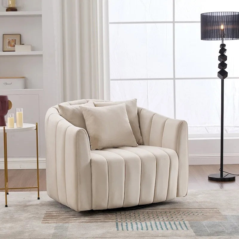 Fauteuil tonneau rembourré surdimensionné pivotant à 360° de 40,35 po