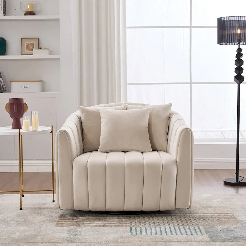 Fauteuil tonneau rembourré surdimensionné pivotant à 360° de 40,35 po