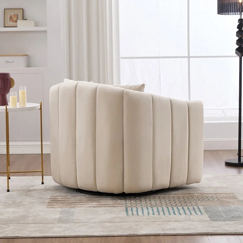 Fauteuil tonneau rembourré surdimensionné pivotant à 360° de 40,35 po