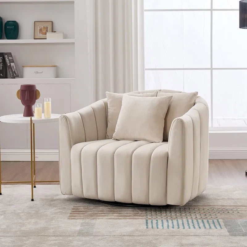 Fauteuil tonneau rembourré surdimensionné pivotant à 360° de 40,35 po