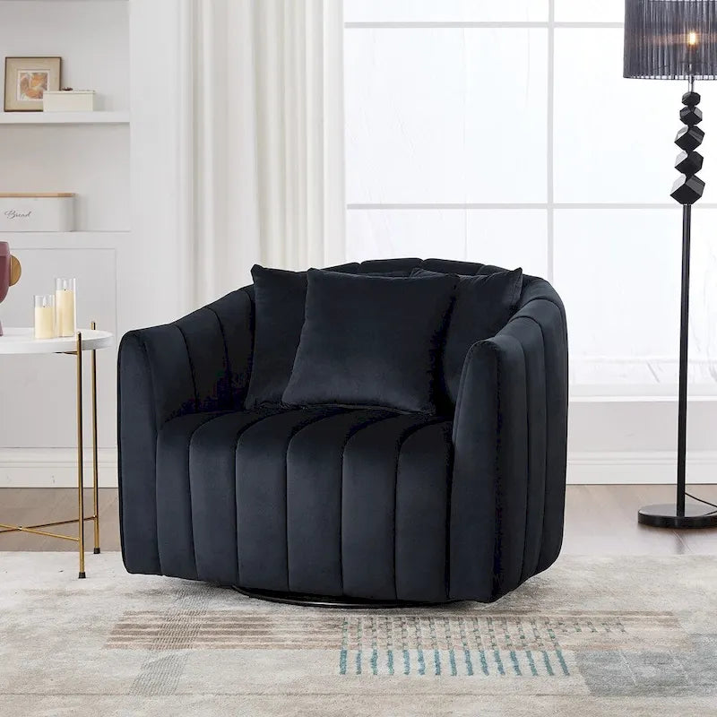 Fauteuil tonneau rembourré surdimensionné pivotant à 360° de 40,35 po