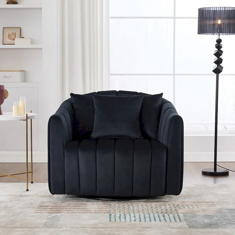 Fauteuil tonneau rembourré surdimensionné pivotant à 360° de 40,35 po