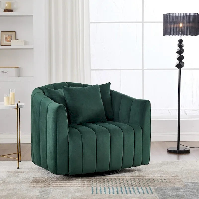 Fauteuil tonneau rembourré surdimensionné pivotant à 360° de 40,35 po