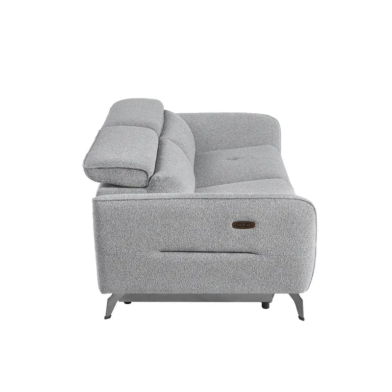 Ensemble de canapés inclinables électriques en chenille de 80 pouces de large pour salon