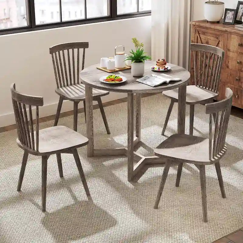 Table de salle à manger Costway en bois de 91 cm (36 pouces) pour 2 à 4 personnes avec rallonges en forme d'aile - Voir les détails