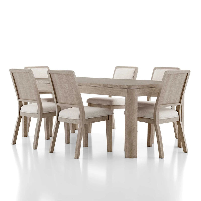 Ensemble de salle à manger moderne 7 pièces en chêne naturel Billet de Furniture of America