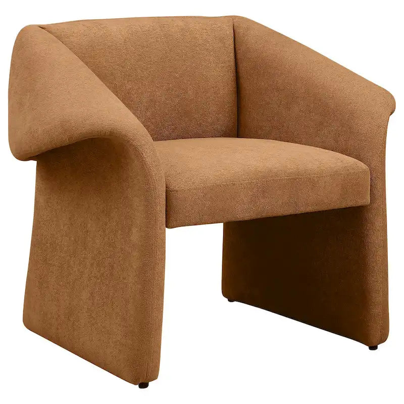 Fauteuil d'appoint Allena, accoudoirs inclinés contemporains, tissu orange miel