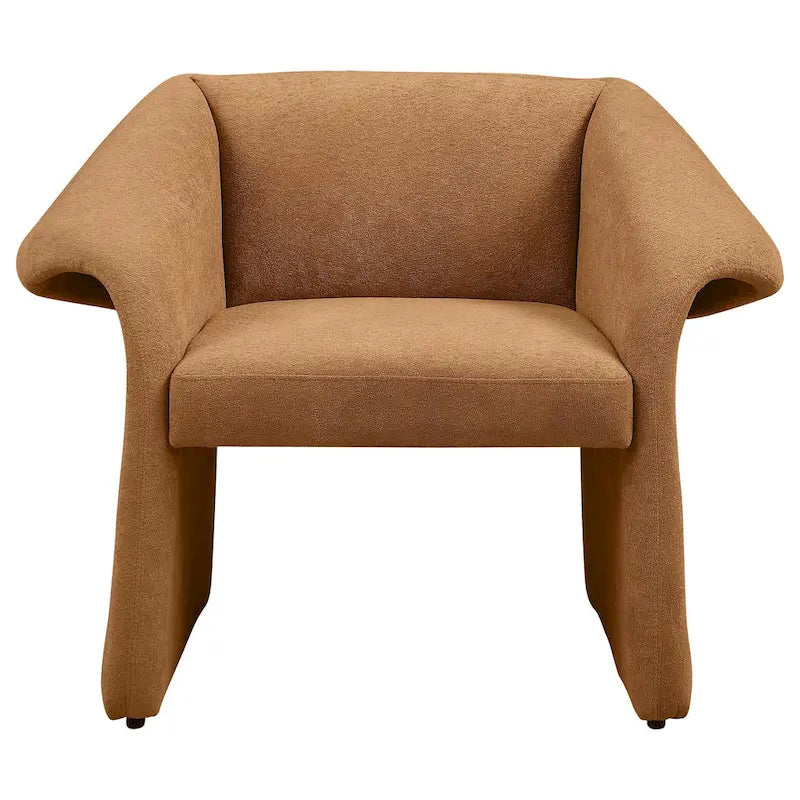 Fauteuil d'appoint Allena, accoudoirs inclinés contemporains, tissu orange miel
