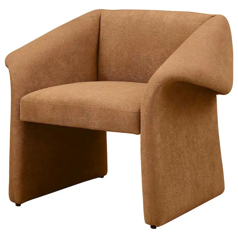 Fauteuil d'appoint Allena, accoudoirs inclinés contemporains, tissu orange miel