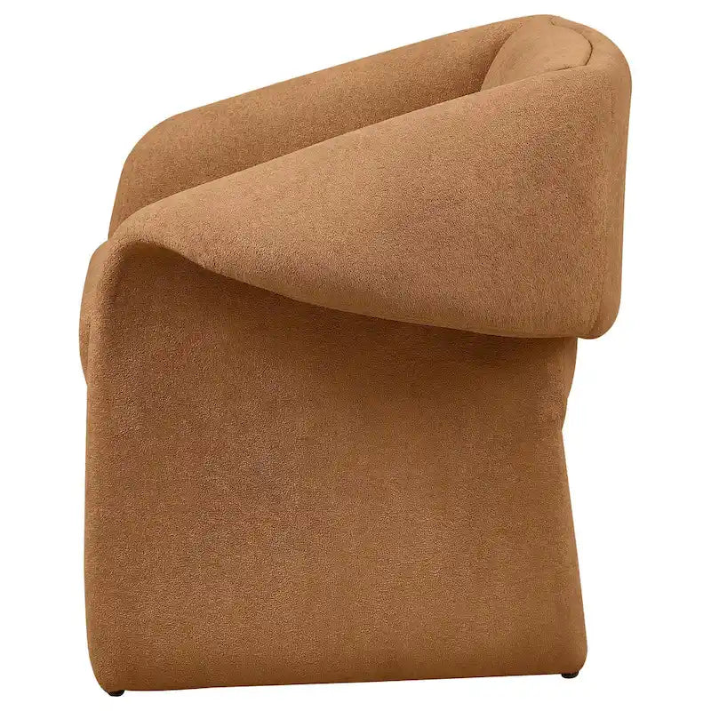Fauteuil d'appoint Allena, accoudoirs inclinés contemporains, tissu orange miel