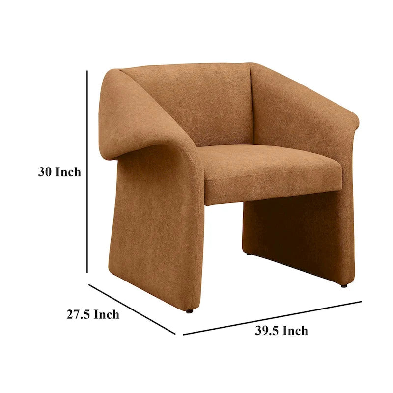 Fauteuil d'appoint Allena, accoudoirs inclinés contemporains, tissu orange miel