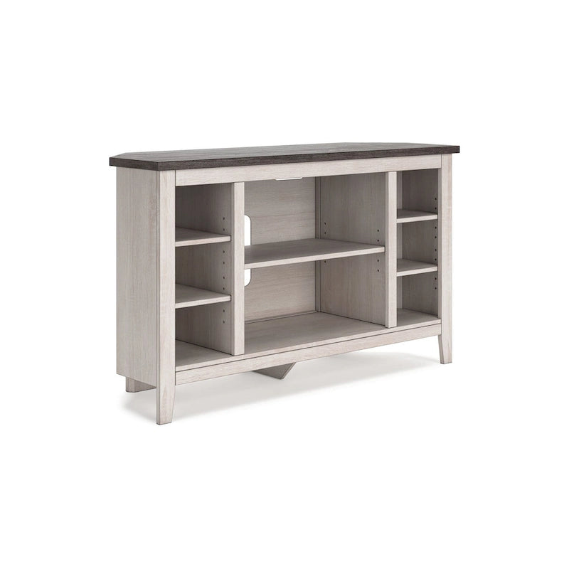 Elia Corner TV Media Console, Slot For Fireplace Insert, 48 Inch White