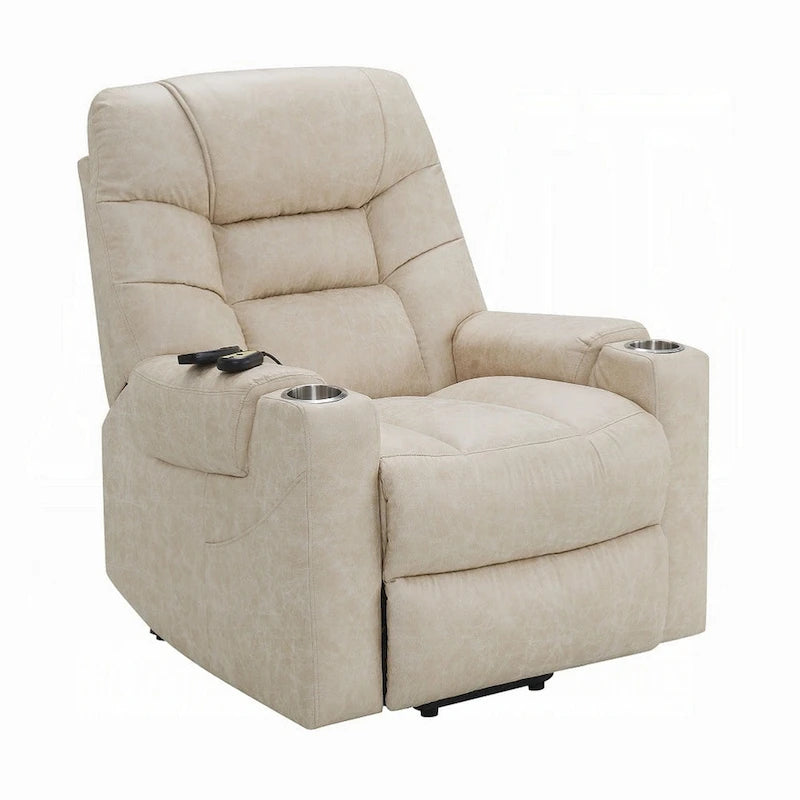Fauteuil releveur électrique Aira avec fonction massage chauffante, similicuir gris