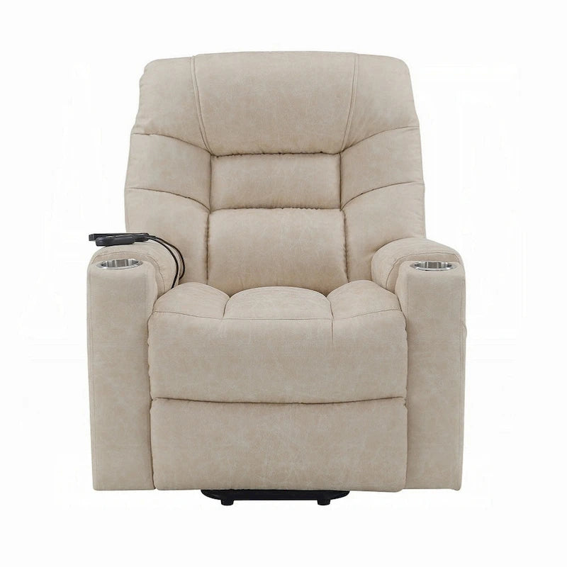 Fauteuil releveur électrique Aira avec fonction massage chauffante, similicuir gris