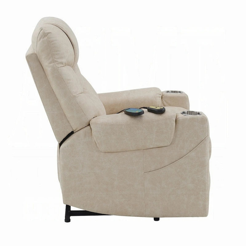 Fauteuil releveur électrique Aira avec fonction massage chauffante, similicuir gris