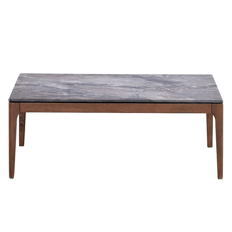 Table basse Evis rectangulaire de 119 cm (47 pouces), aspect pierre grise et bois brun