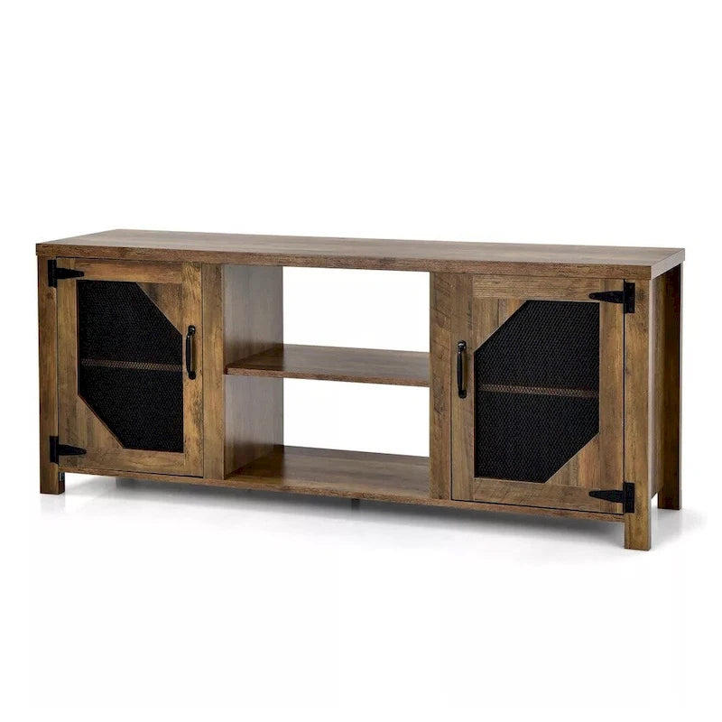 Meuble TV multimédia pour téléviseurs jusqu'à 65 pouces avec grille en acier - 58 pouces