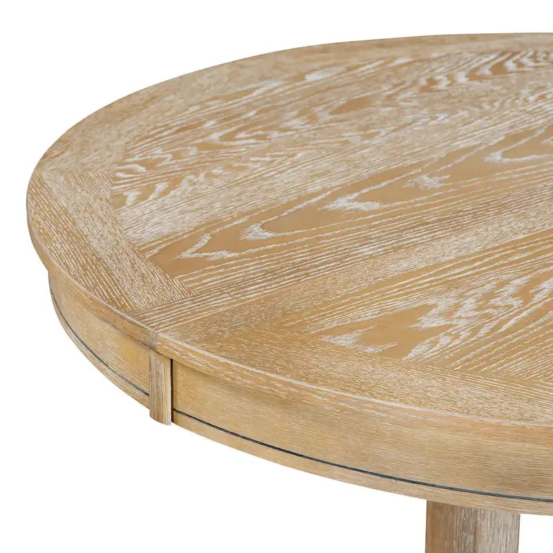 Ensemble de meubles de cuisine en bois 5 pièces, comprenant une table à manger ronde extensible avec rallonge amovible et 4 chaises rembourrées.