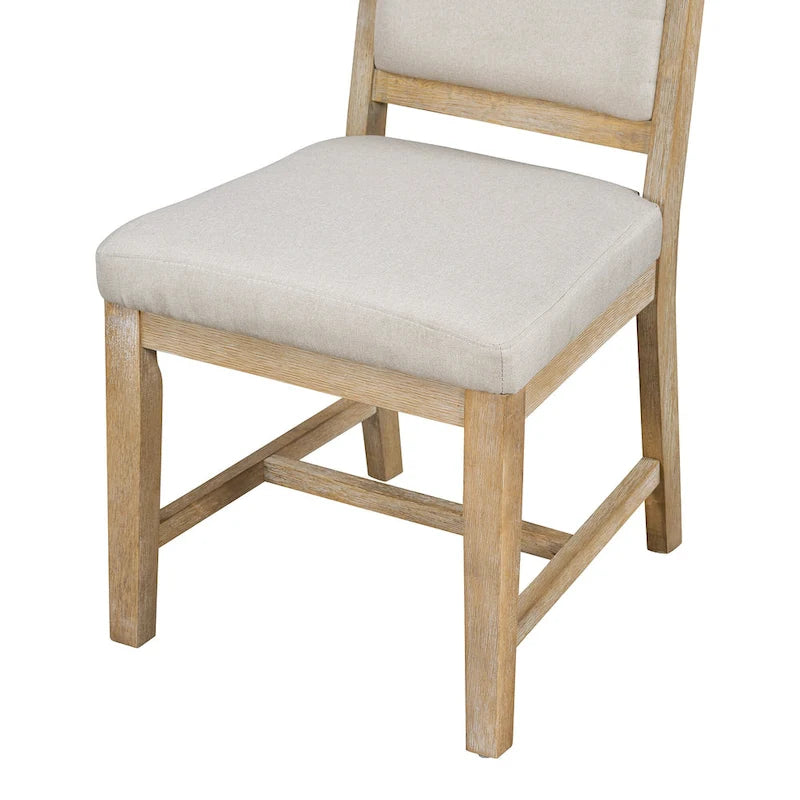 Ensemble de meubles de cuisine en bois 5 pièces, comprenant une table à manger ronde extensible avec rallonge amovible et 4 chaises rembourrées.